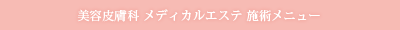 美容皮膚科　メディカルエステ　施術メニュー